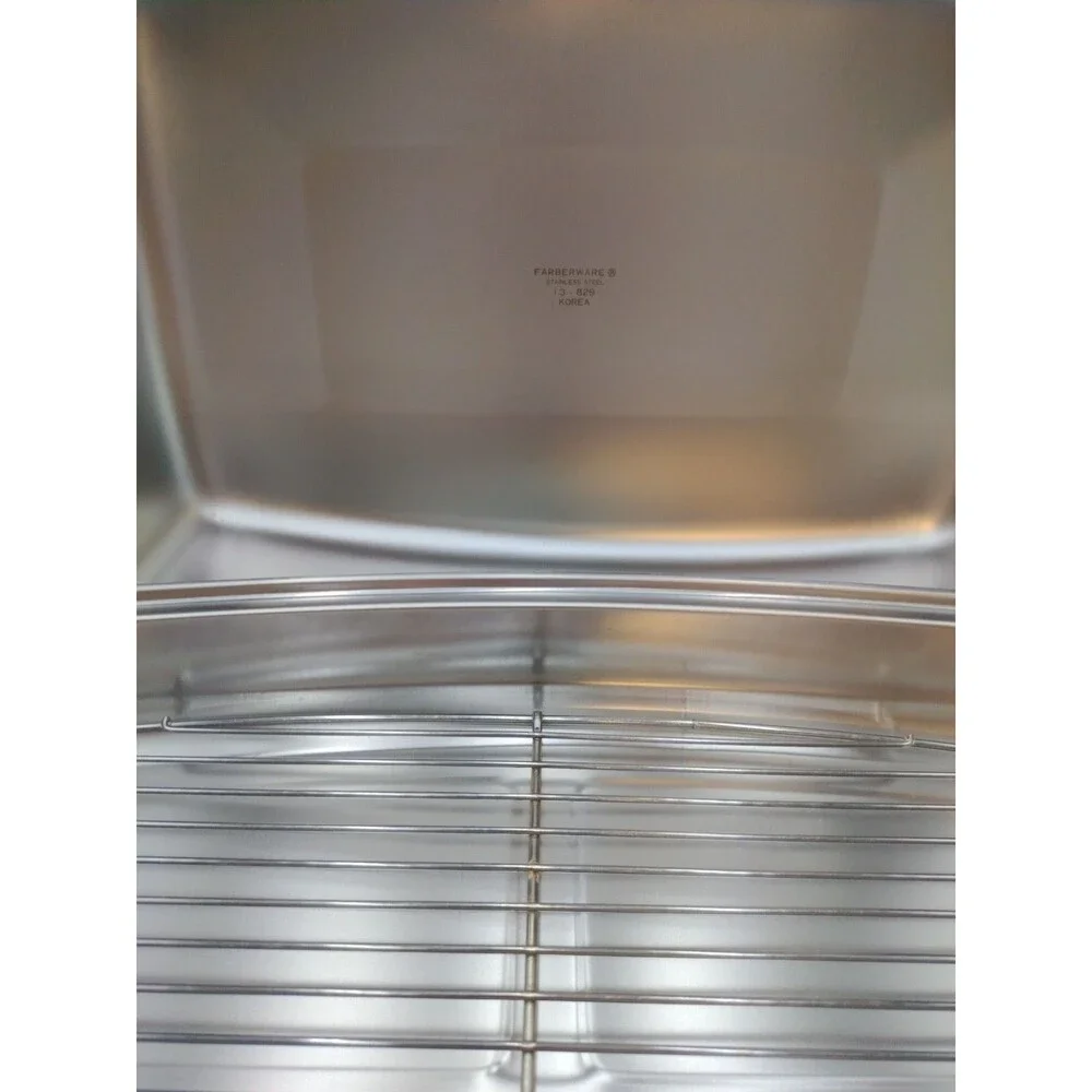 Farberware Korea Stainless Steel Roaster Pan Chafing Pan with Lid & 2 Racks 15